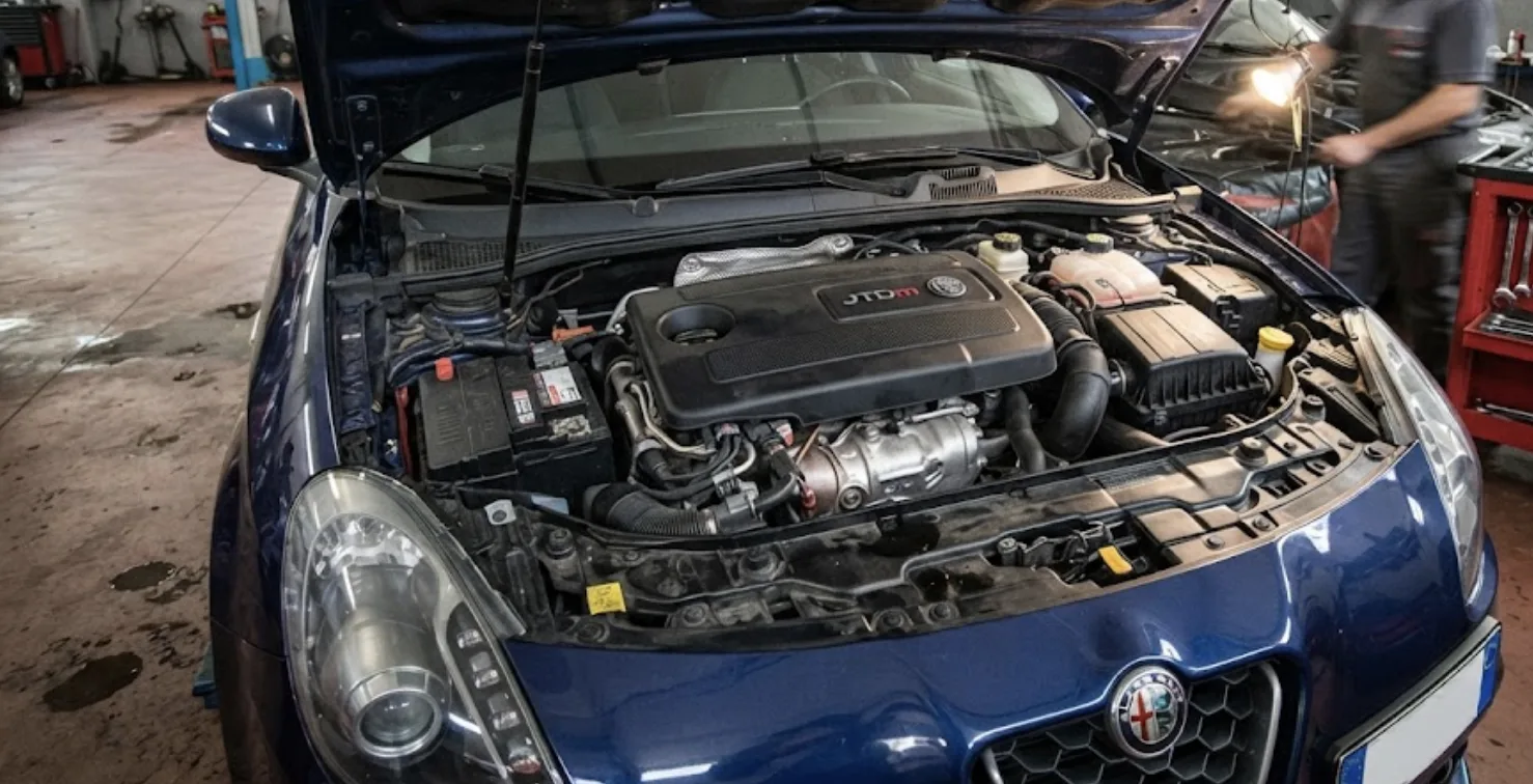 Moteur diesel 2.0 JTDm 140 ch d'Alfa Romeo Giulietta dans son compartiment