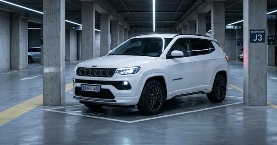Jeep Compass Limited vue de trois quarts avant, garée en ville