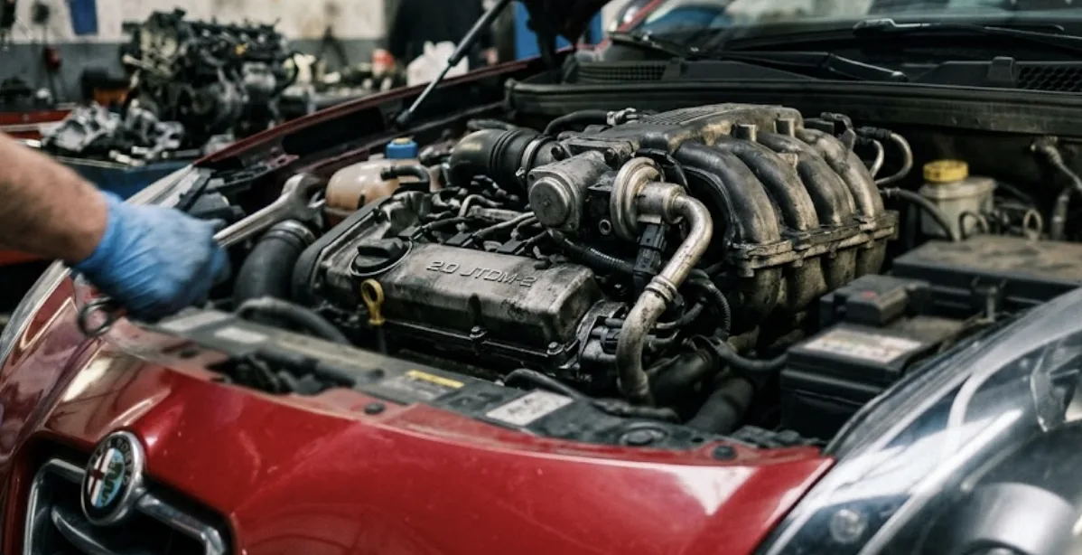 Moteur diesel 2.0 JTDM 140 ch d'Alfa Romeo Giulietta dans son compartiment moteur