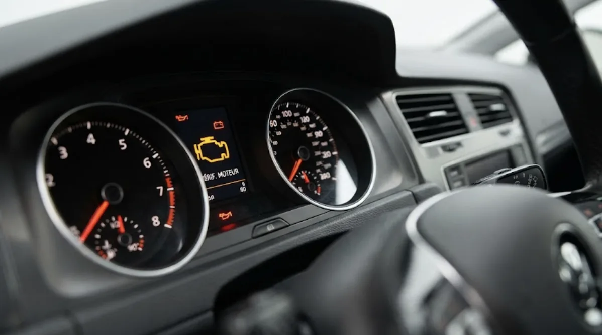Voyant moteur orange allumé au tableau de bord d'une Alfa Romeo Giulietta